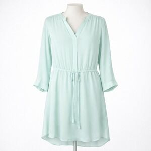 T. Babaton Aritzia 100% Silk V Neck Midi Shirt Dress M Coquette Fairy Boho Flowy